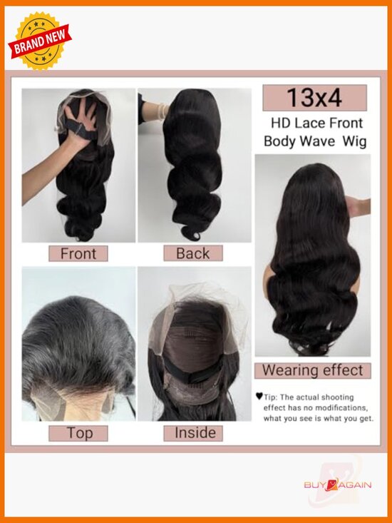 13x4 HD Lace Front Body Wave Wig 220% Density Human Hair Pre-Plucked main image 5